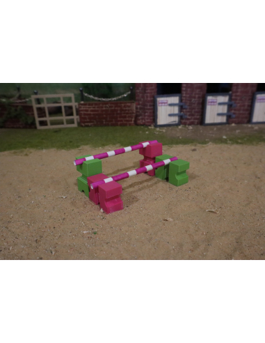 Cavaletti Miniatures Roses & Verts Schleich - Accessoire Équestre