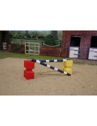 Cavaletti Miniatures Rouges & Jaunes Schleich - Entraînement Équestre