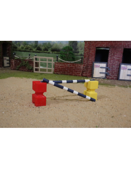 Cavaletti Miniatures Rouges & Jaunes Schleich - Entraînement Équestre