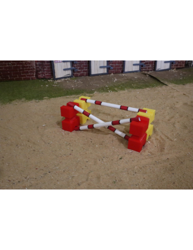 Cavaletti Miniatures Rouges & Jaunes Schleich - Entraînement Équestre