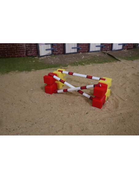 Cavaletti Miniatures Rouges & Jaunes Schleich - Entraînement Équestre
