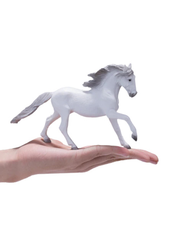 Figurine Cheval Lusitanien Blanc Mojo - La Quintessence de l'Élégance Équine