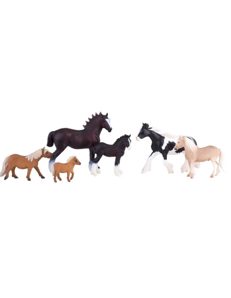 Coffret Chevaux et Poneys Mojo | 6 Figurines Équines Détaillées | Collection Farm World