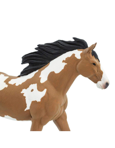 Figurine Cheval Étalon Pinto Mustang - Safari Ltd® 152405 | Jouet réaliste | Matériel pédagogiqueAnimaux Montessori