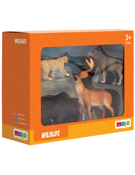 Coffret Animaux de la Forêt B Mojo | Loup Lynx Ours Cerf | Collection Woodland