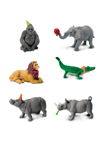 Toob Safari "Party Animals" - Figurines Animaux Festives pour Décorer vos Cupcakes