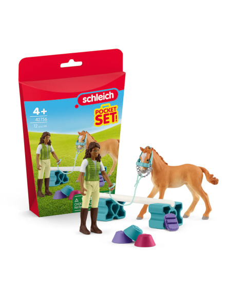 Schleich Pocket Set – Sarah & poulain Tennessee avec accessoires d’entraînement 