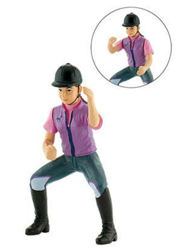 Figurine cavalière Bullyland – Julia bras mobile – tenue violette 9 cm