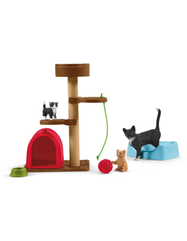 Aire de jeu pour chats Schleich – 15 pièces | Jouets pour figurines