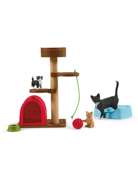 Aire de jeu pour chats Schleich – 15 pièces | Jouets pour figurines