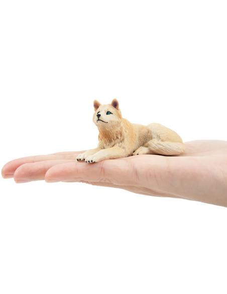 Figurine loup arctique blanc assis ToyMany