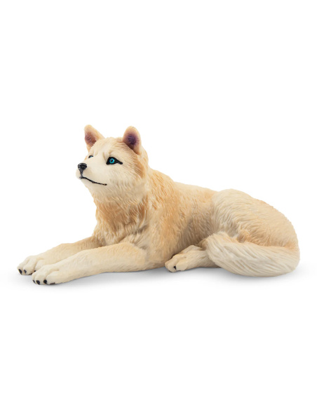 Figurine loup arctique blanc assis ToyMany