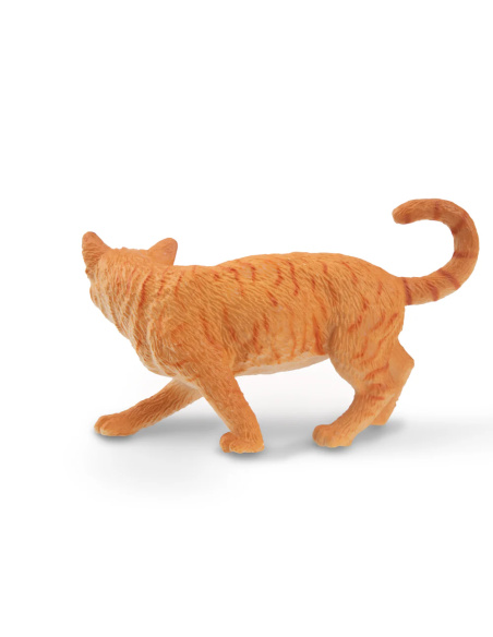 Figurine chat tigré orange en marche Toymany