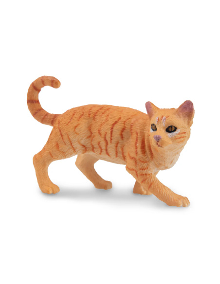 Figurine chat tigré orange en marche Toymany