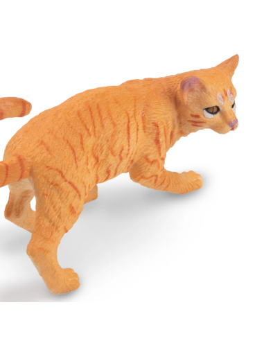 Figurine chat tigré orange en marche Toymany