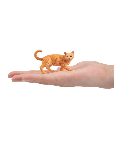 Figurine chat tigré orange en marche Toymany