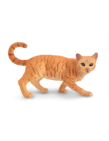 Figurine chat tigré orange en marche Toymany