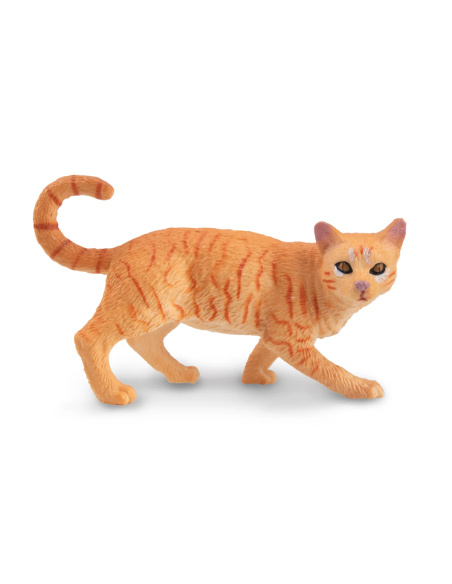 Figurine chat tigré orange en marche Toymany