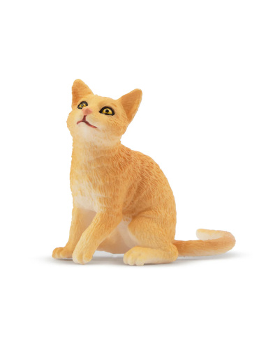 Figurine chat tigré orange assis Toymany