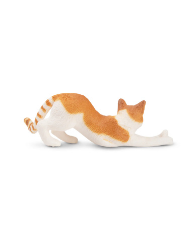 Figurine chat roux & blanc qui s’étire Toymany – mini