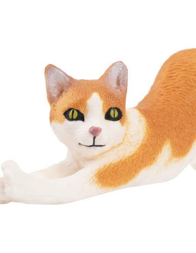 Figurine chat roux & blanc qui s’étire Toymany – mini