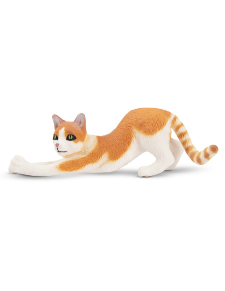 Figurine chat roux & blanc qui s’étire Toymany – mini