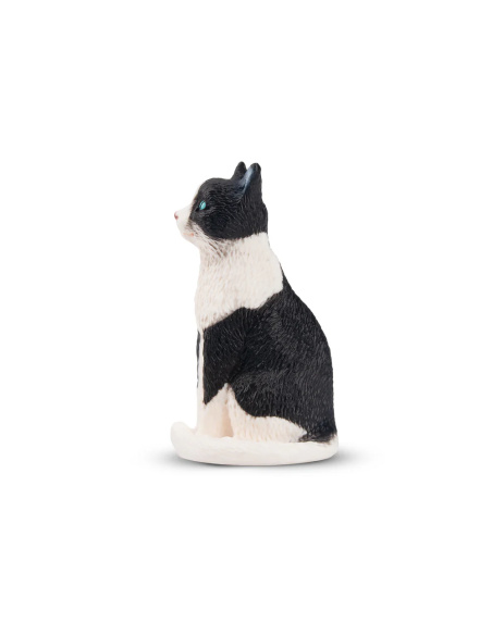 Figurine chat noir et blanc perché Toymany