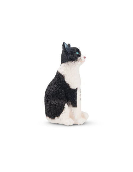 Figurine chat noir et blanc perché Toymany