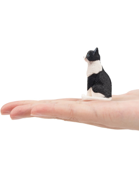 Figurine chat noir et blanc perché Toymany