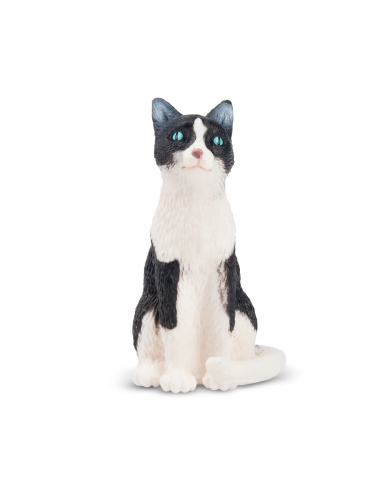 Figurine chat noir et blanc perché Toymany