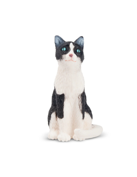 Figurine chat noir et blanc perché Toymany