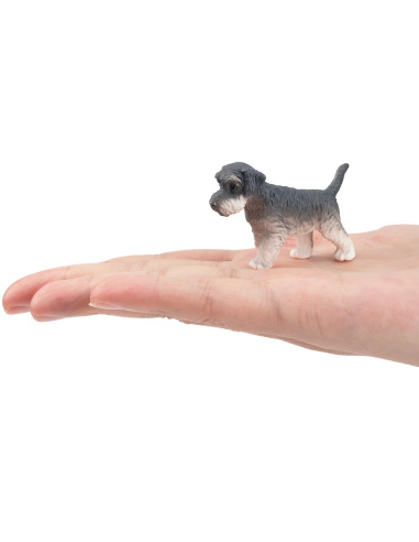 Figurine chiot Schnauzer gris debout Toymany