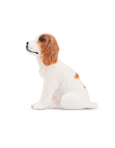 Figurine chiot Cocker spaniel bicolore assis Toymany