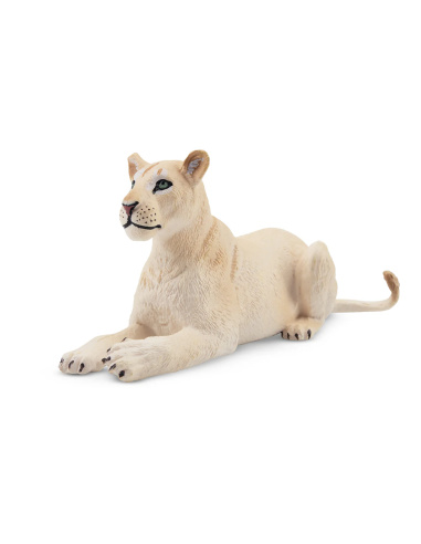 Figurine lionne blanche allongée ToyMany