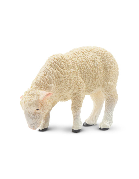 Figurine agneau blanc qui broute ToyMany