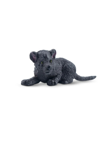 Figurine bébé léopard noir allongé ToyMany