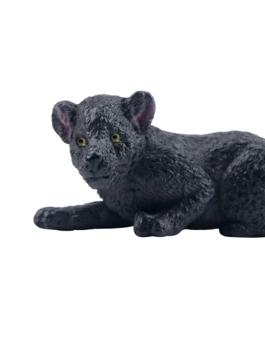 Figurine bébé léopard noir allongé ToyMany