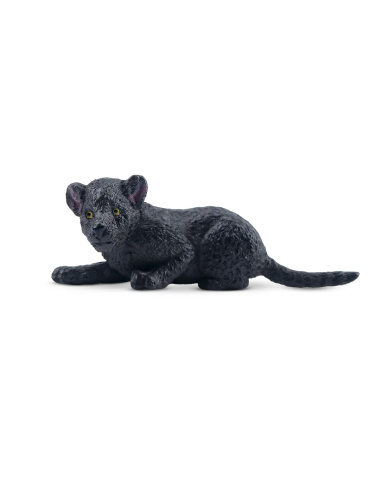 Figurine bébé léopard noir allongé ToyMany