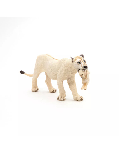 Figurine Lionne Blanche Lionceau Papo - Félins Rares