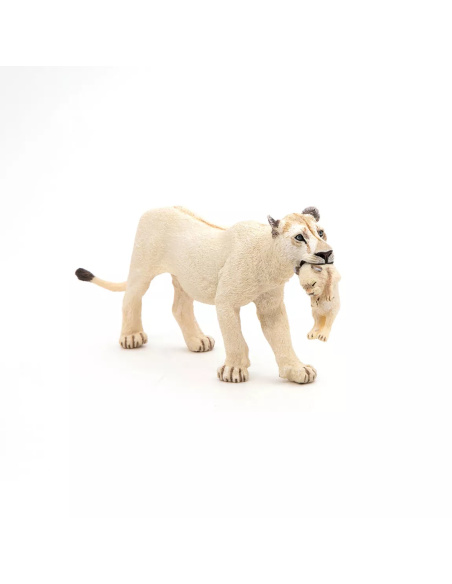 Figurine Lionne Blanche Lionceau Papo - Félins Rares