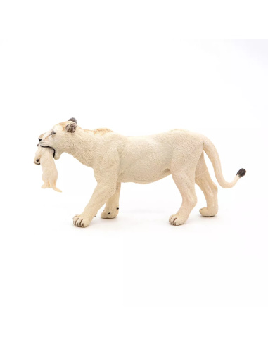 Figurine Lionne Blanche Lionceau Papo - Félins Rares