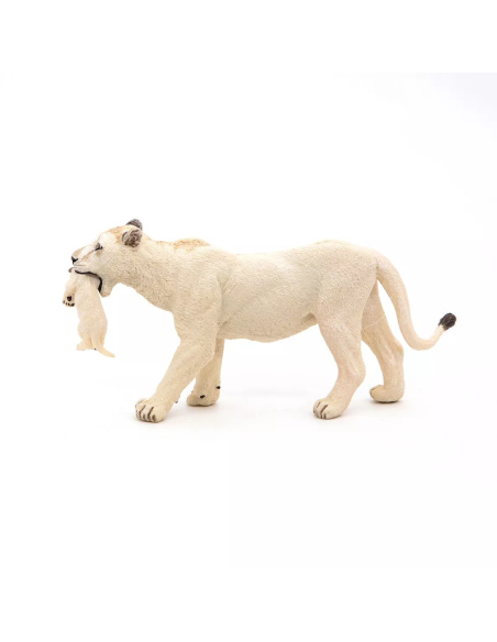 Figurine Lionne Blanche Lionceau Papo - Félins Rares