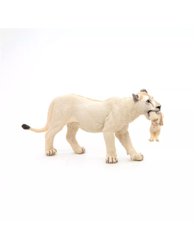 Figurine Lionne Blanche Lionceau Papo - Félins Rares