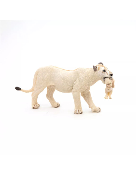 Figurine Lionne Blanche Lionceau Papo - Félins Rares
