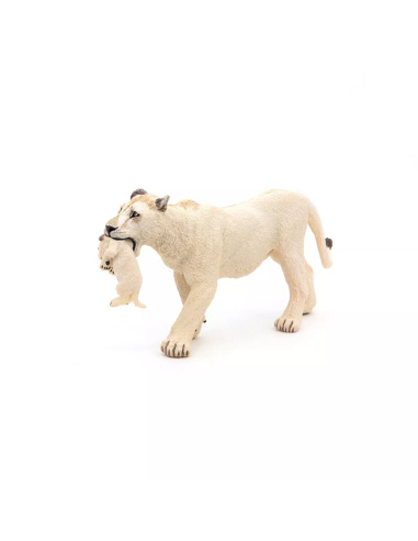 Figurine Lionne Blanche Lionceau Papo - Félins Rares