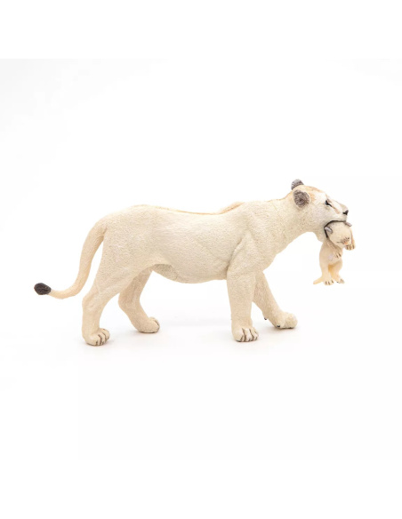 Figurine Lionne Blanche Lionceau Papo - Félins Rares