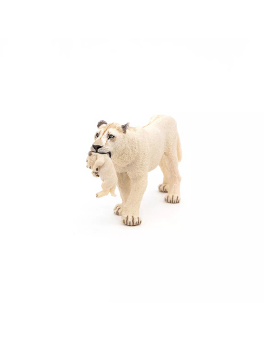 Figurine Lionne Blanche Lionceau Papo - Félins Rares