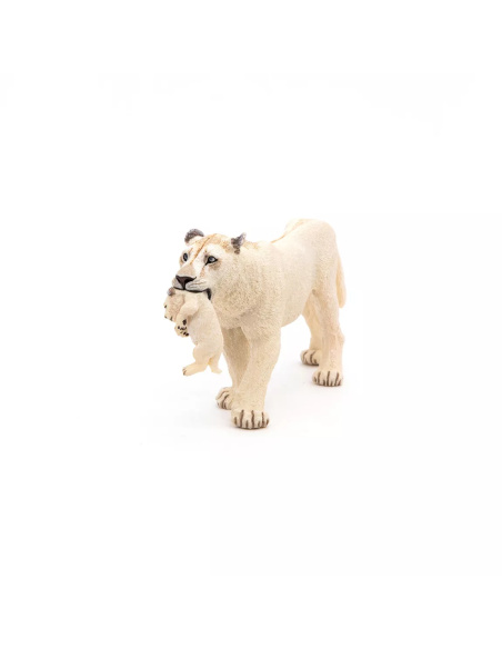 Figurine Lionne Blanche Lionceau Papo - Félins Rares