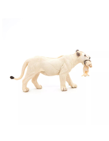 Figurine Lionne Blanche Lionceau Papo - Félins Rares