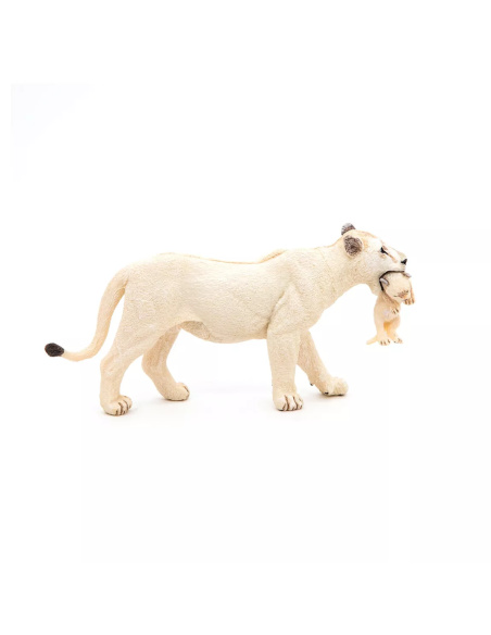 Figurine Lionne Blanche Lionceau Papo - Félins Rares